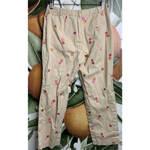 Lilly Pulitzer Cropped Pants Size 4 Beige Emboidery Cotton Blend - Picture 2 of 8
